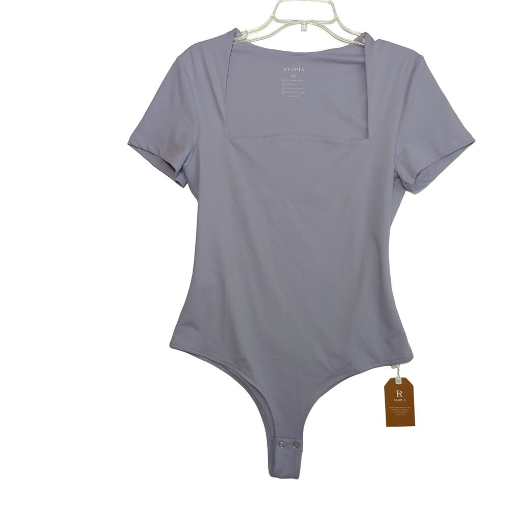 New XL Reoria Bodysuit Top Shirt Square Neck Soft Stretchy Lined Dance Cosplay